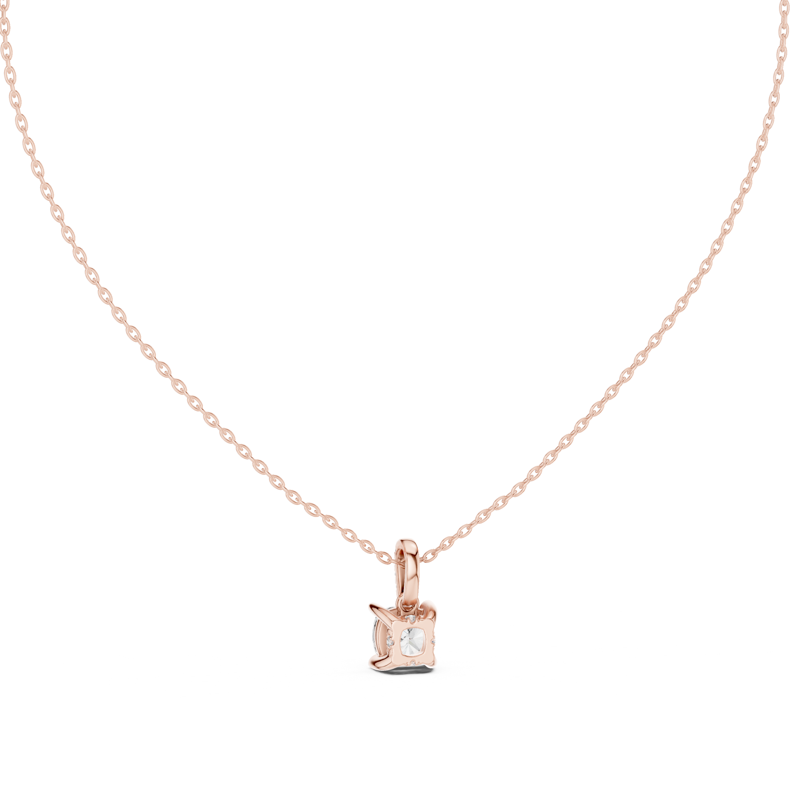 Minimal cushion cut diamond pendant in gold with lab grown diamonds by Signora Jewels