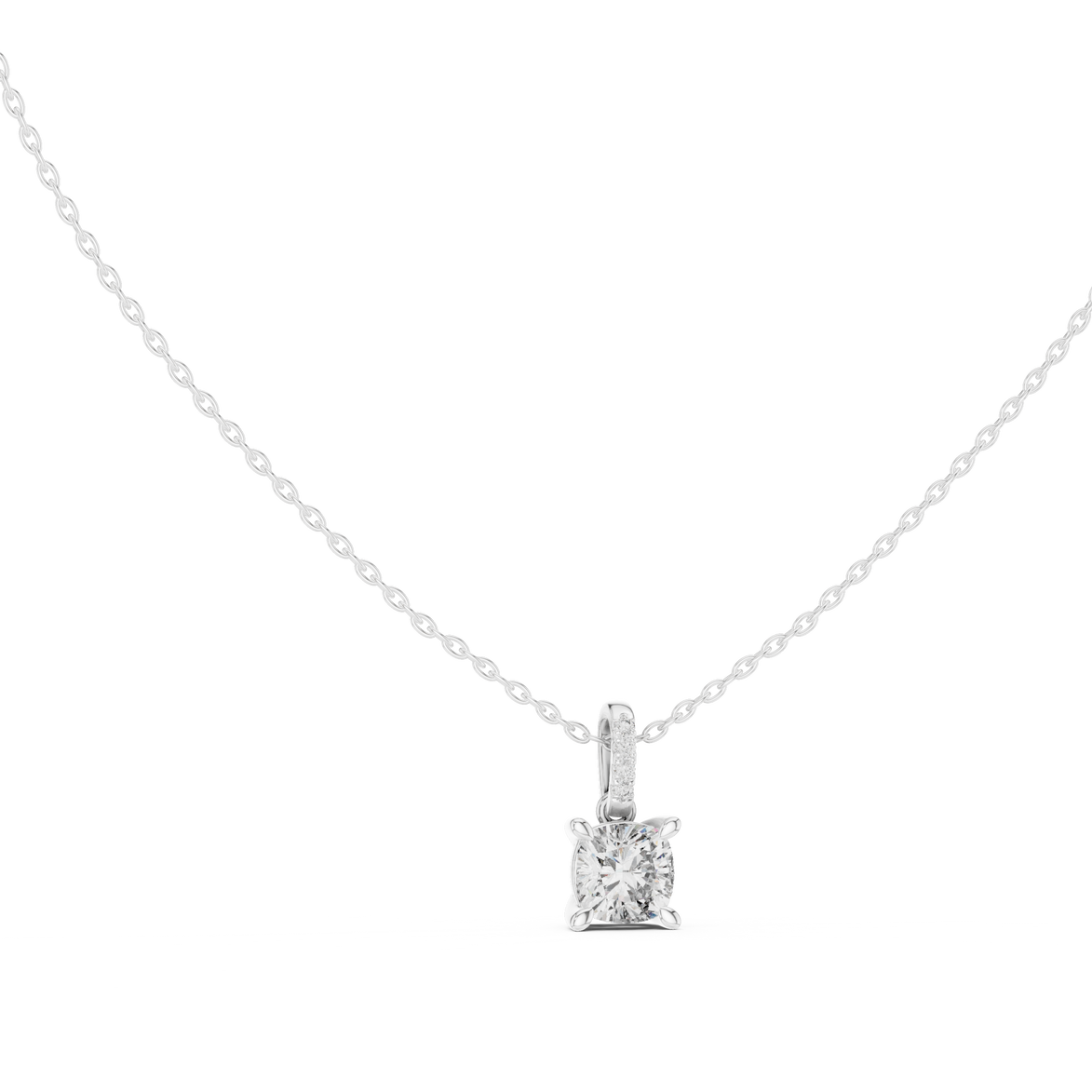 Minimal cushion cut diamond pendant in gold with lab grown diamonds by Signora Jewels