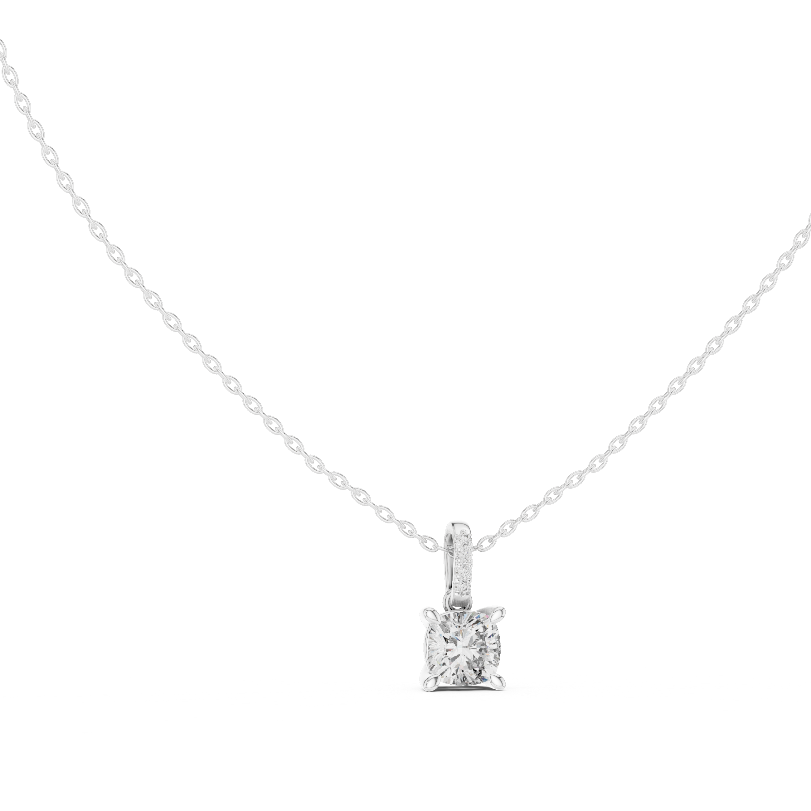 Minimal cushion cut diamond pendant in gold with lab grown diamonds by Signora Jewels