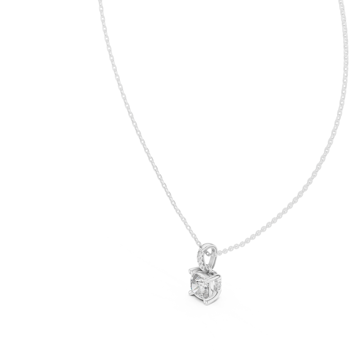 Minimal cushion cut diamond pendant in gold with lab grown diamonds by Signora Jewels