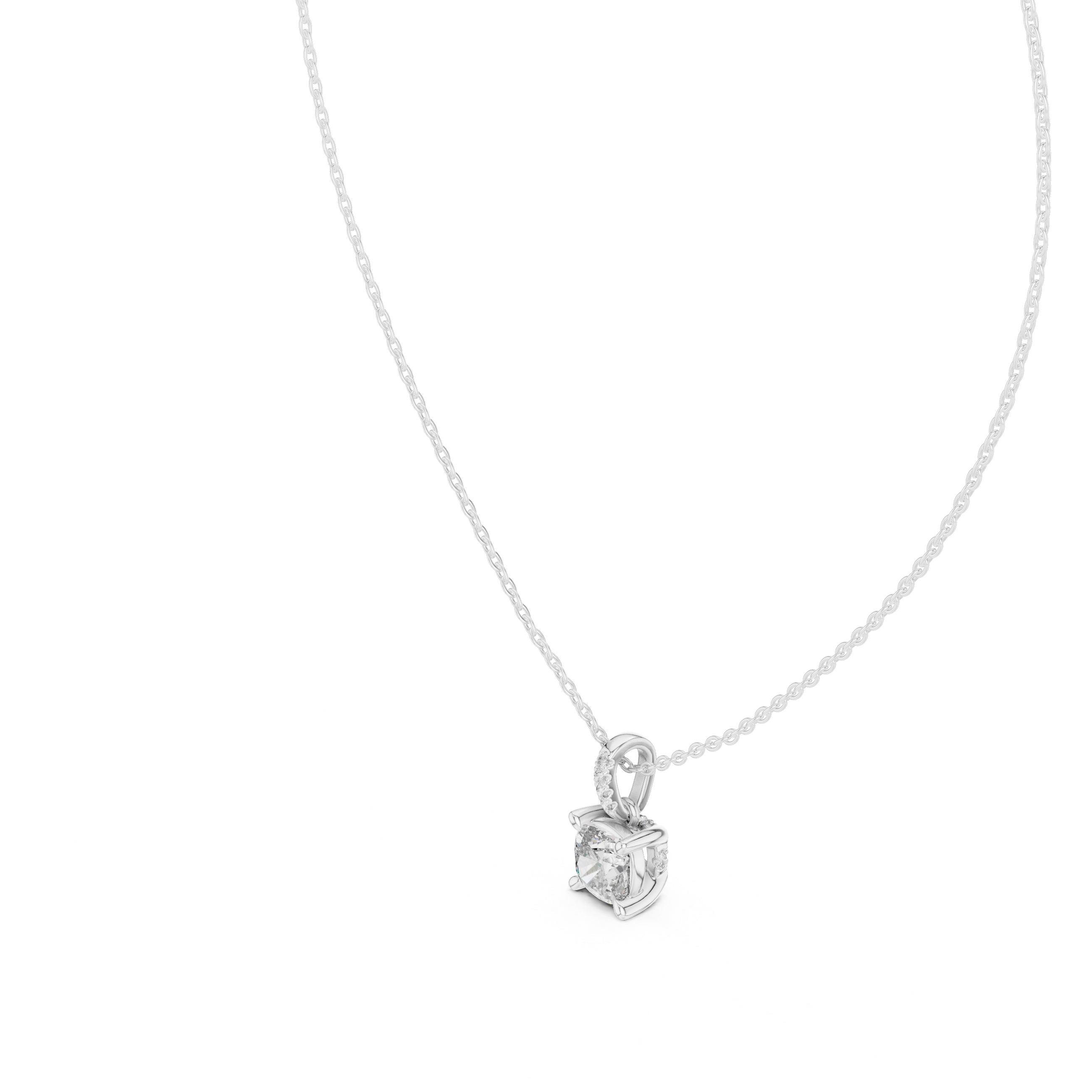 Minimal cushion cut diamond pendant in gold with lab grown diamonds by Signora Jewels