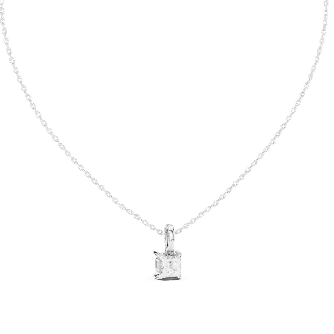 Minimal cushion cut diamond pendant in gold with lab grown diamonds by Signora Jewels