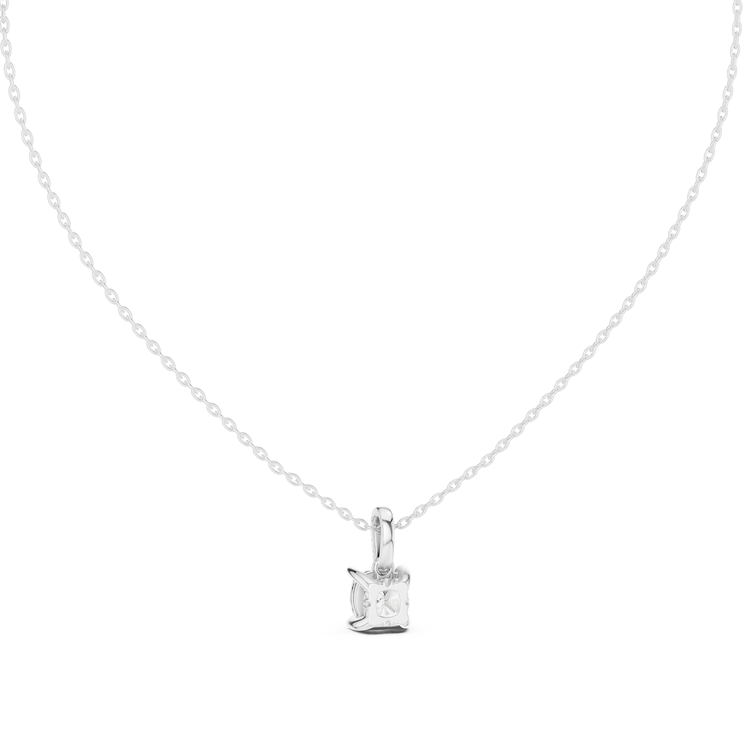 Minimal cushion cut diamond pendant in gold with lab grown diamonds by Signora Jewels