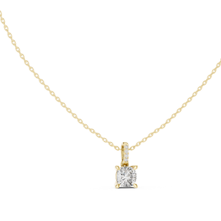 classic cushion lab grown diamond solitaire pendant in yellow gold