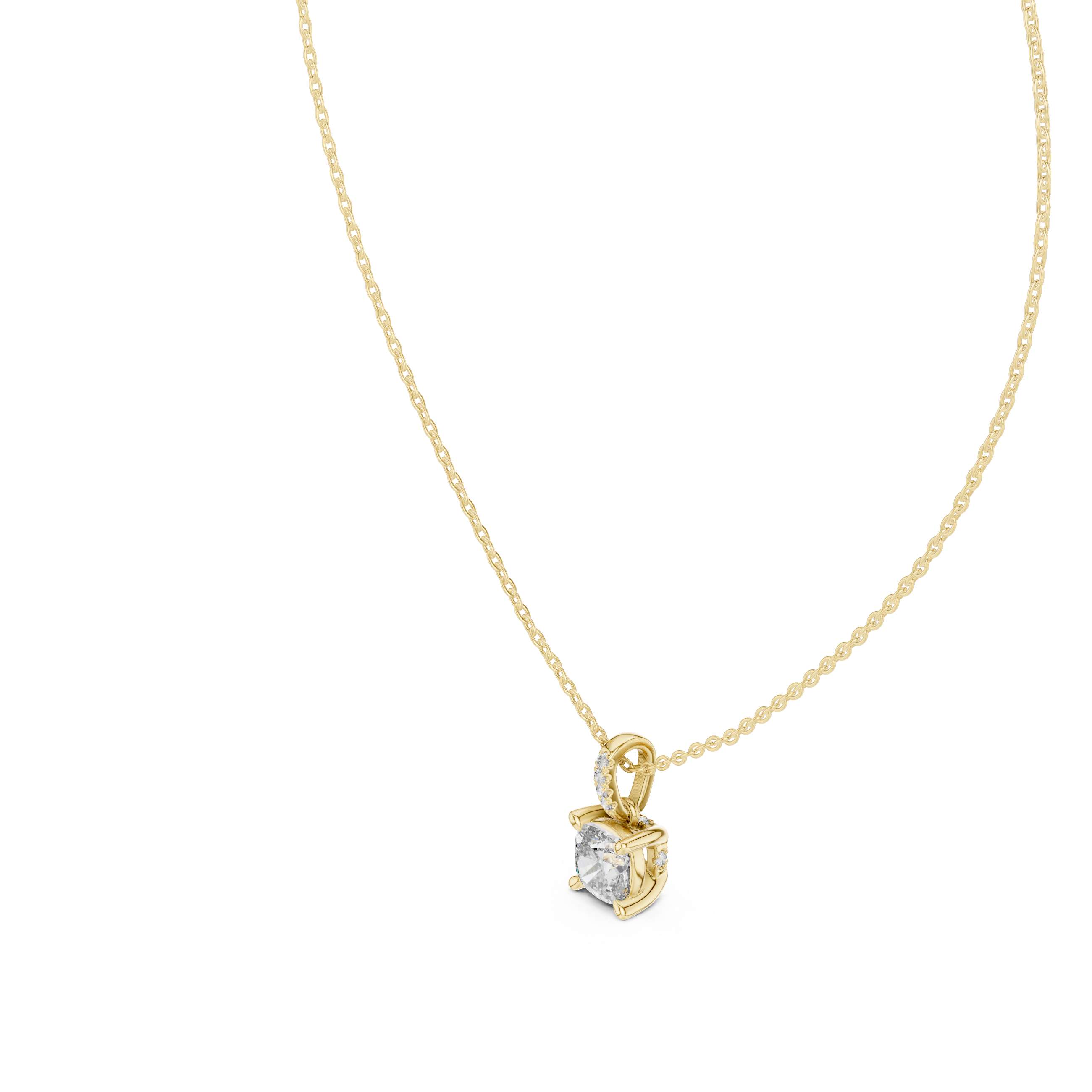 Minimal cushion cut diamond pendant in gold with lab grown diamonds by Signora Jewels