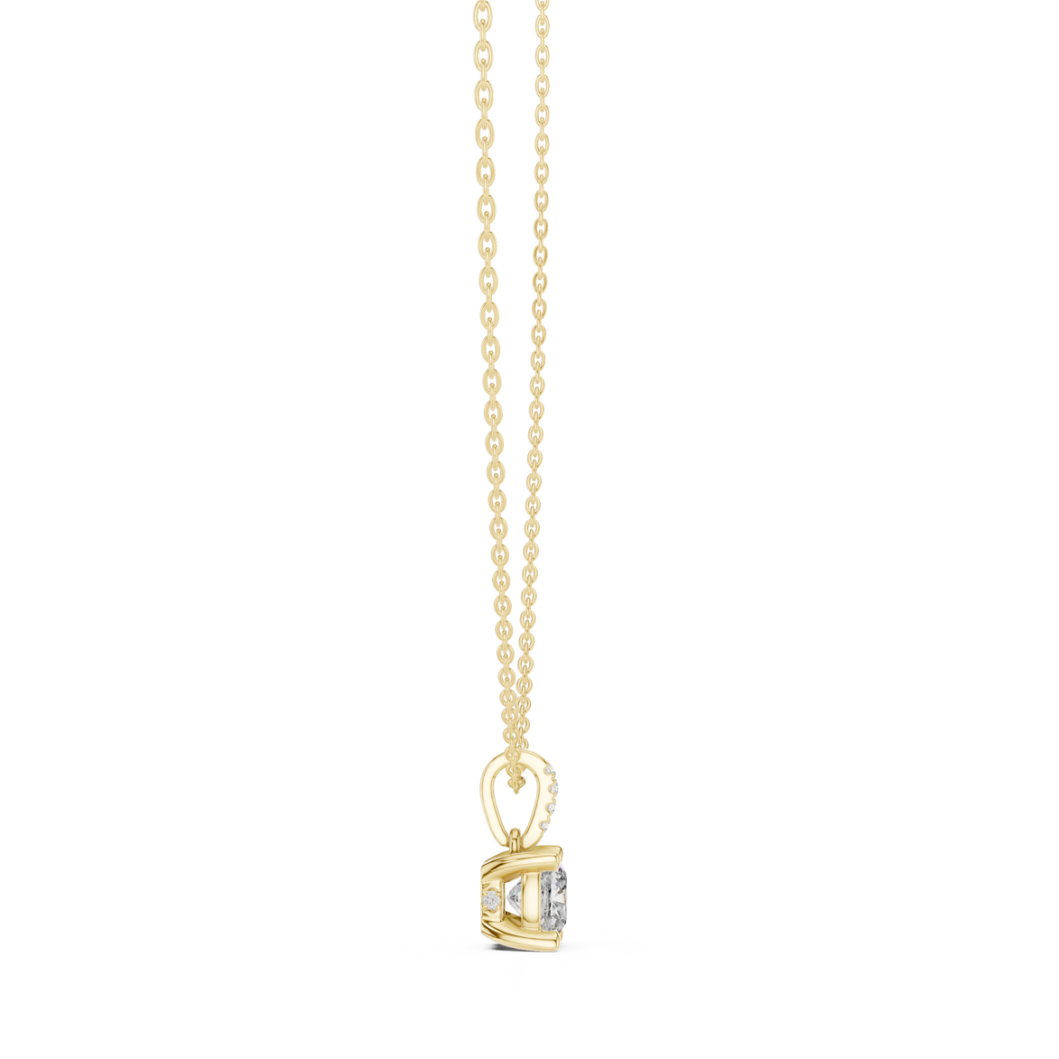Minimal cushion cut diamond pendant in gold with lab grown diamonds by Signora Jewels