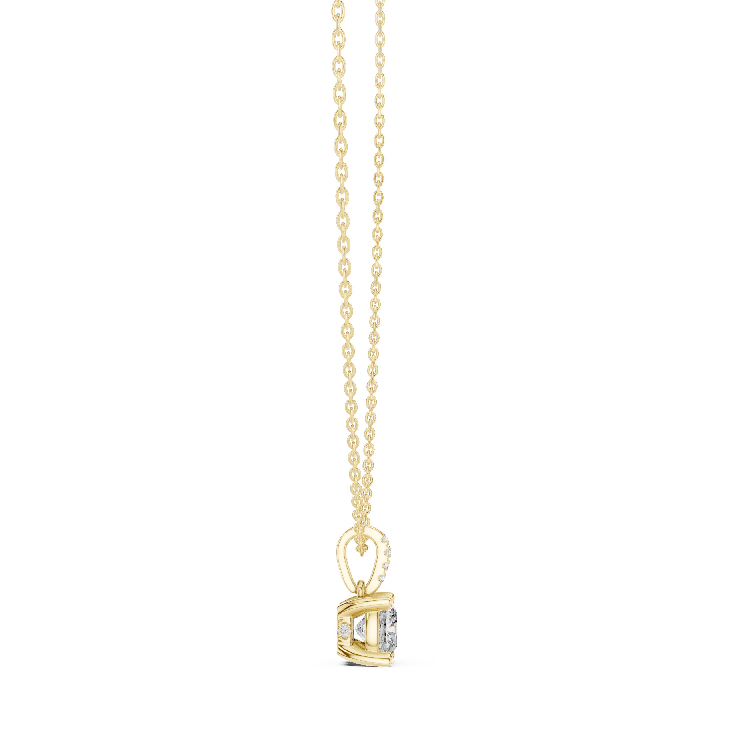 Minimal cushion cut diamond pendant in gold with lab grown diamonds by Signora Jewels