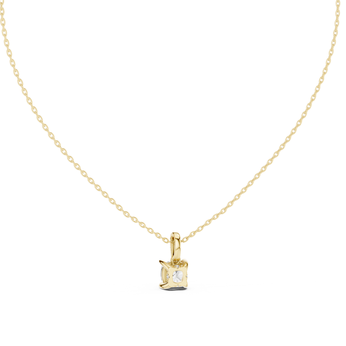 Minimal cushion cut diamond pendant in gold with lab grown diamonds by Signora Jewels
