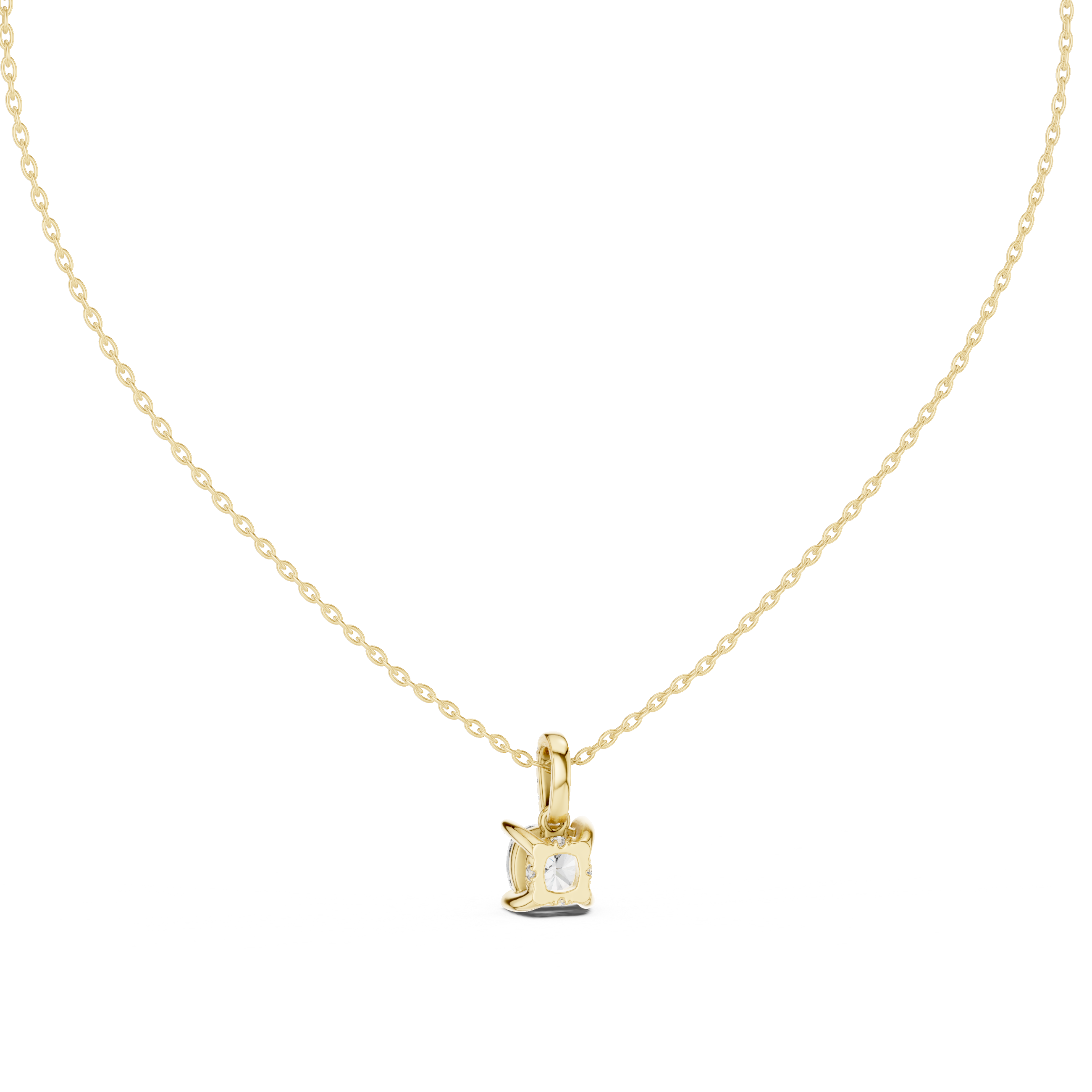 Minimal cushion cut diamond pendant in gold with lab grown diamonds by Signora Jewels