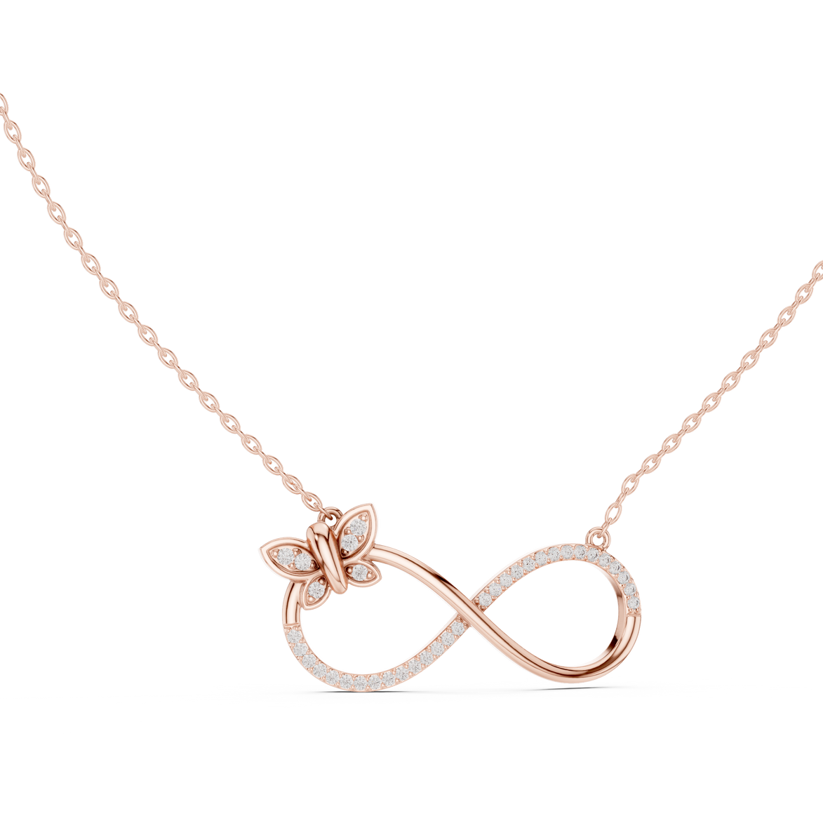 Infinity butterfly diamond pendant in gold with lab grown diamonds by Signora Jewels