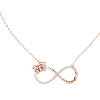 butterfly infinity lab grown diamond pavé pendant in rose gold