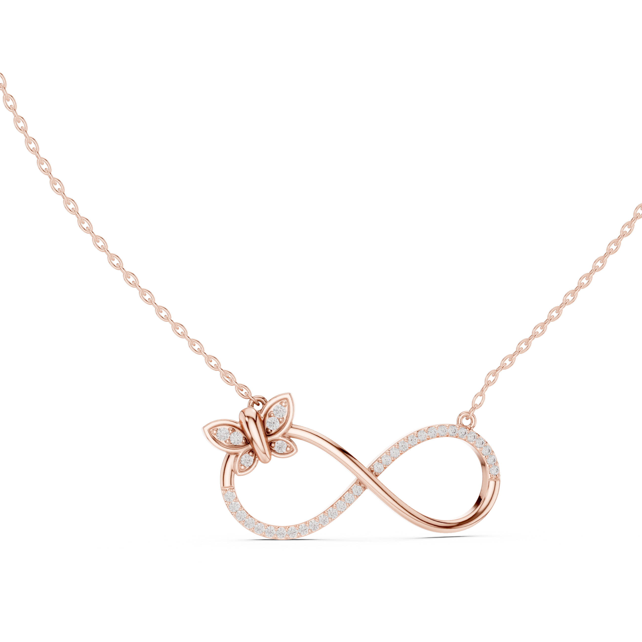 Infinity butterfly diamond pendant in gold with lab grown diamonds by Signora Jewels