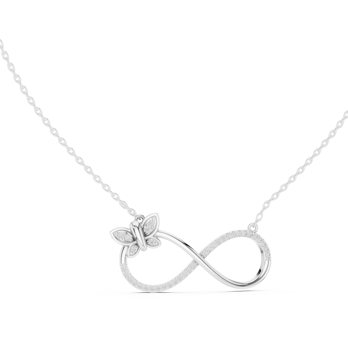 Infinity butterfly diamond pendant in gold with lab grown diamonds by Signora Jewels