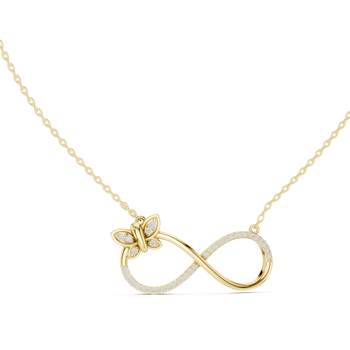 Infinity butterfly diamond pendant in gold with lab grown diamonds by Signora Jewels