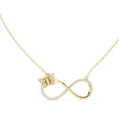 butterfly infinity lab grown diamond pavé pendant in yellow gold