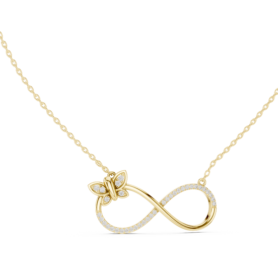 butterfly infinity lab grown diamond pavé pendant in yellow gold