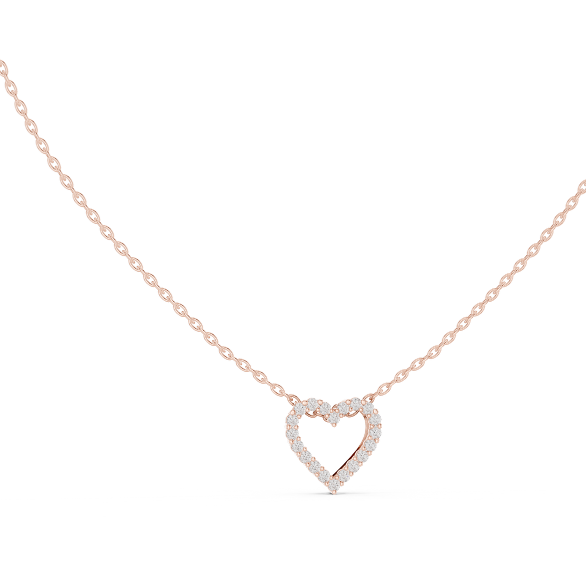 Minimal open heart diamond pendant in gold with lab grown diamonds by Signora Jewels