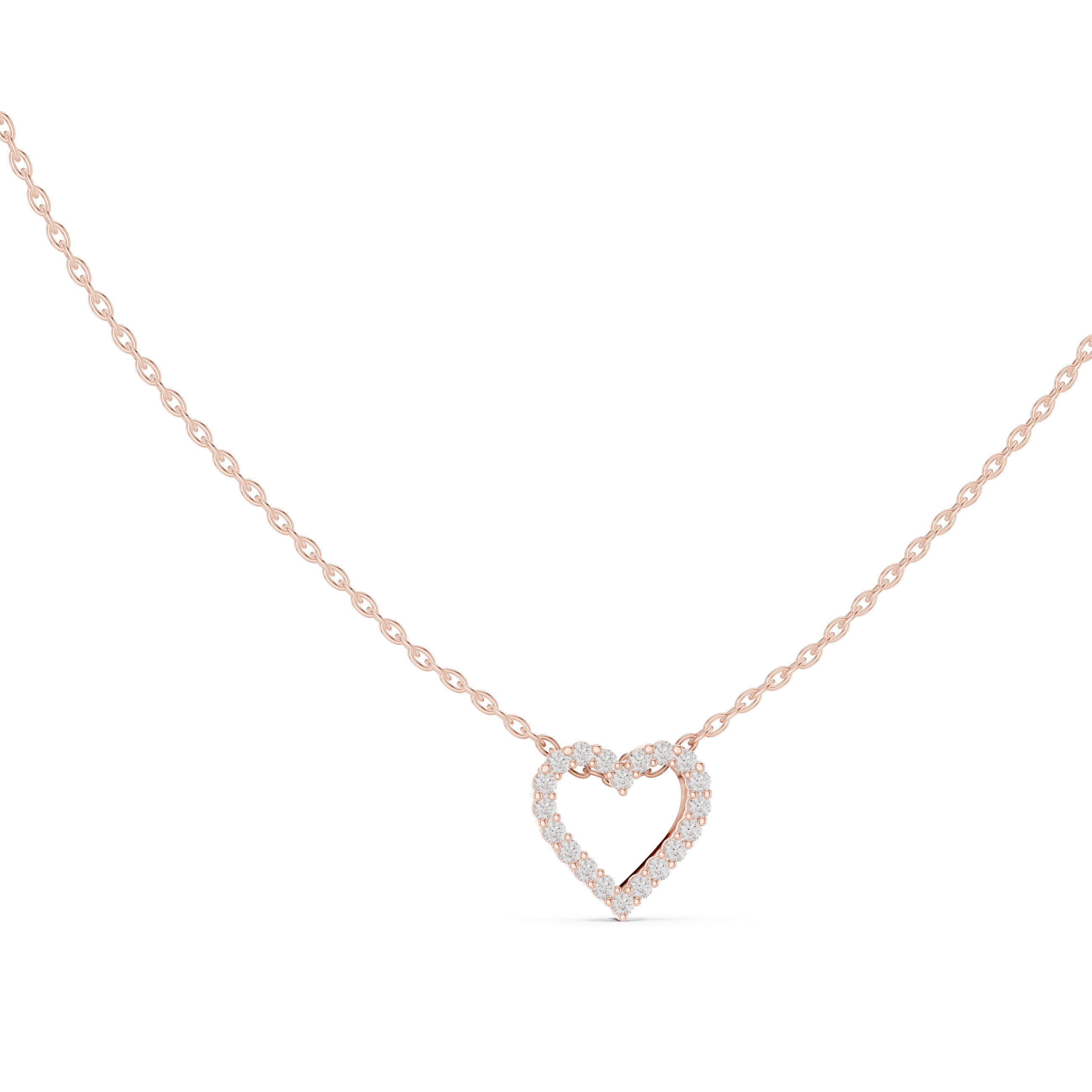 Minimal open heart diamond pendant in gold with lab grown diamonds by Signora Jewels