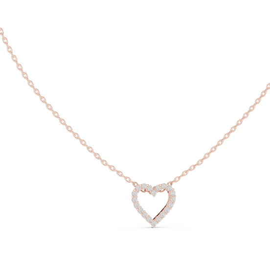 Open Heart Lab Grown Diamond Pendant in Rose Gold