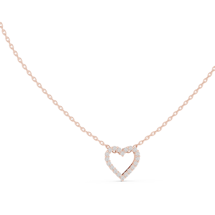 Minimal open heart diamond pendant in gold with lab grown diamonds by Signora Jewels