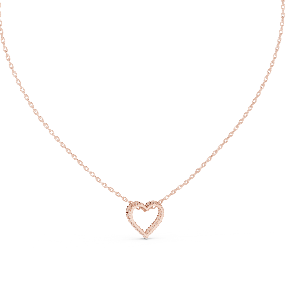 Minimal open heart diamond pendant in gold with lab grown diamonds by Signora Jewels
