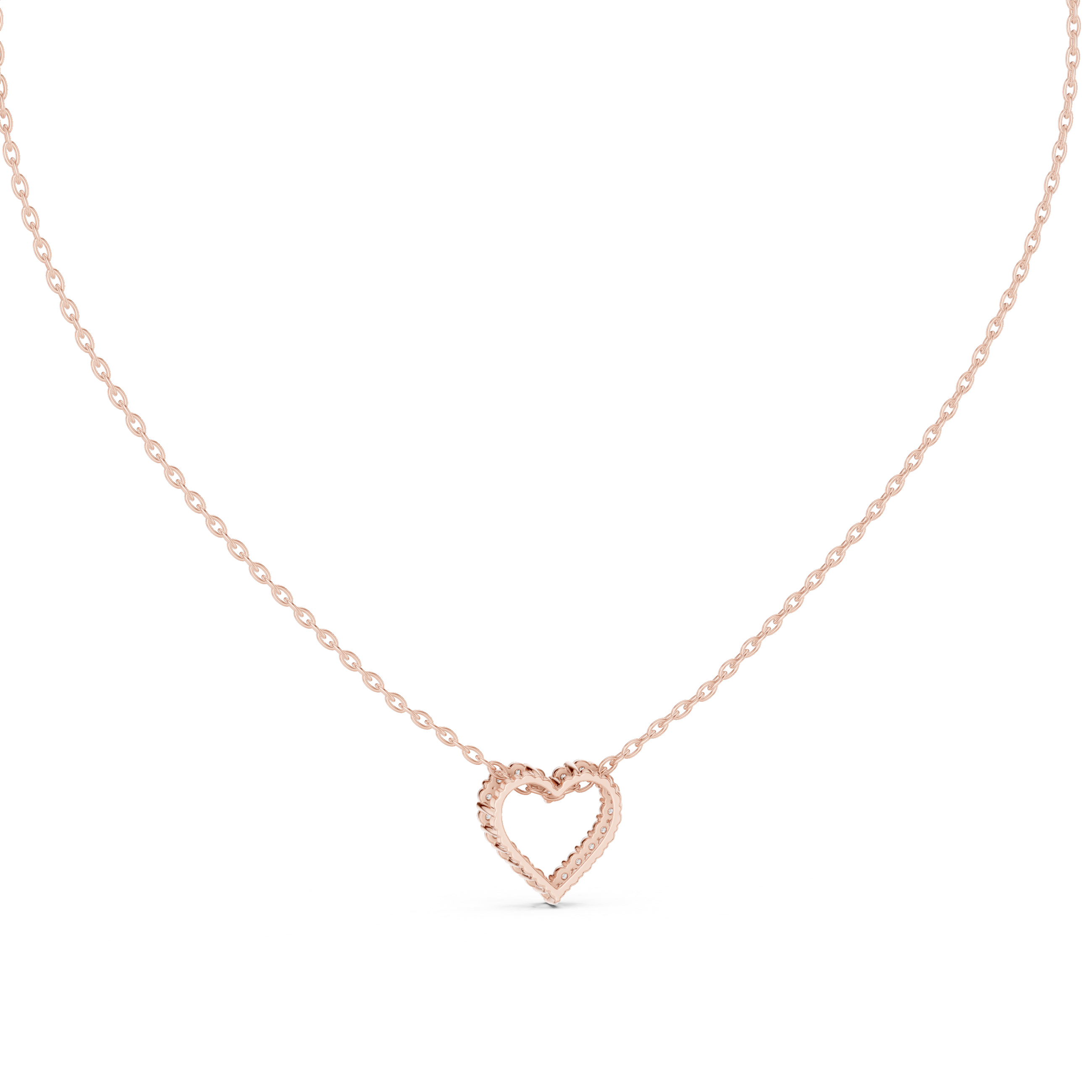 Minimal open heart diamond pendant in gold with lab grown diamonds by Signora Jewels