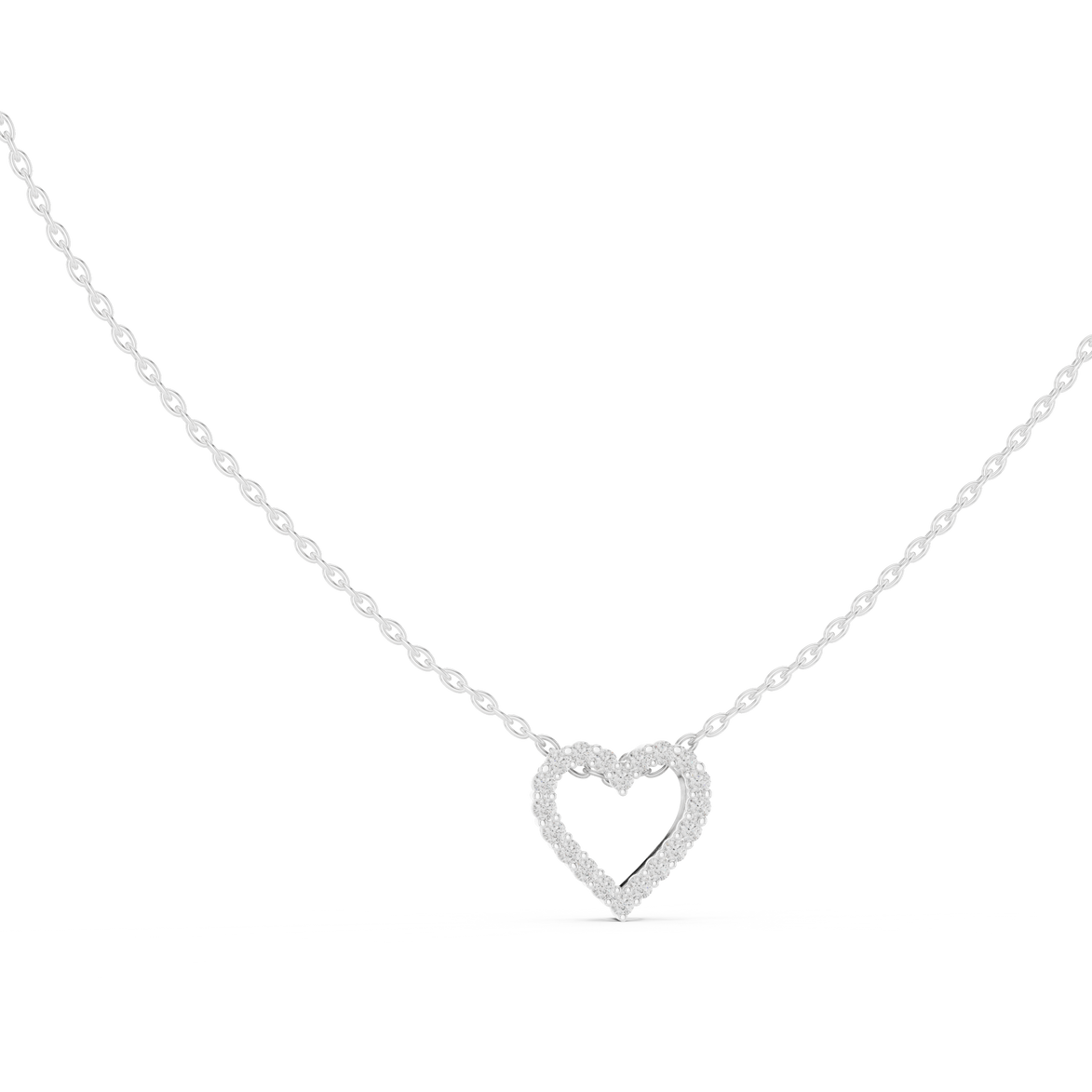 Minimal open heart diamond pendant in gold with lab grown diamonds by Signora Jewels