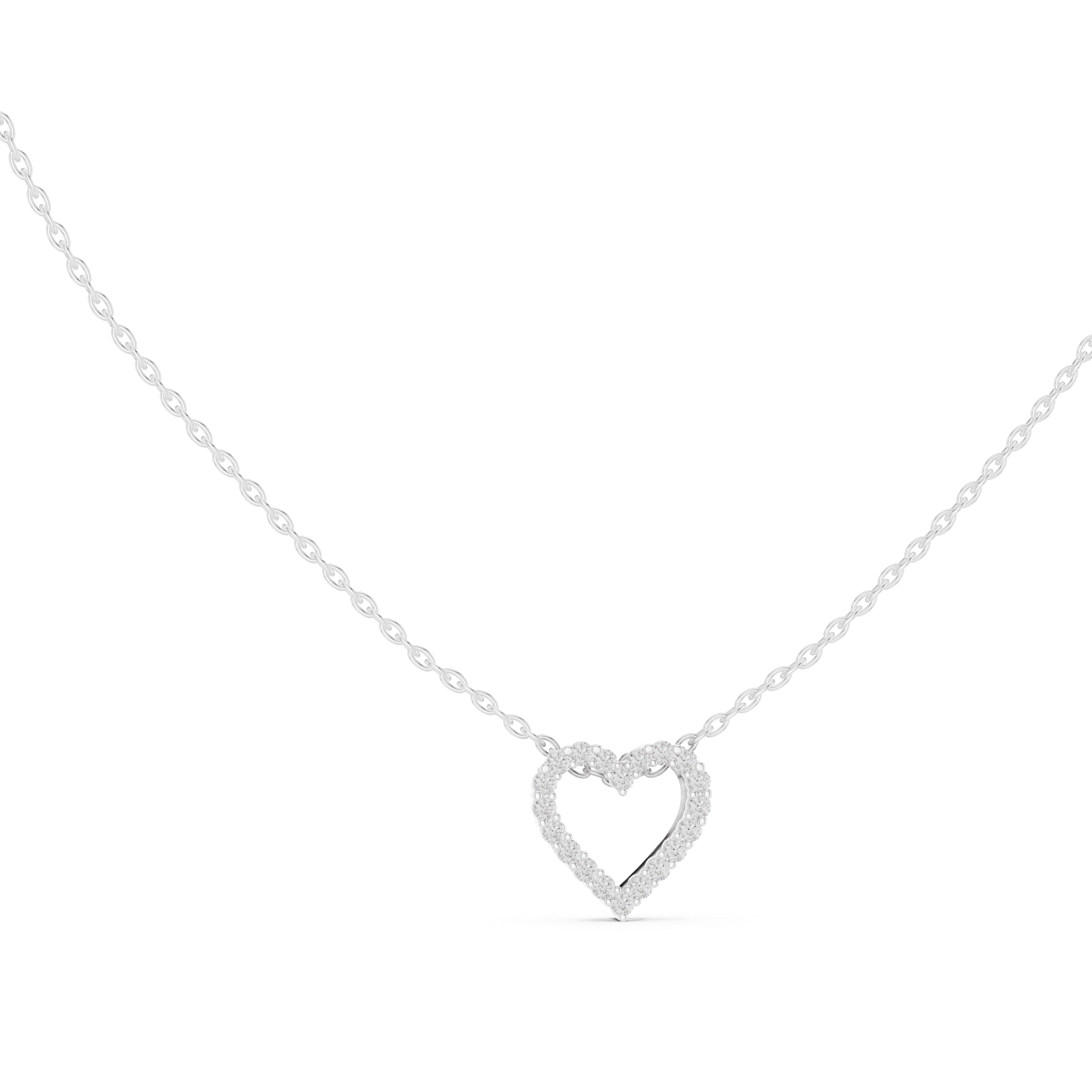 Minimal open heart diamond pendant in gold with lab grown diamonds by Signora Jewels