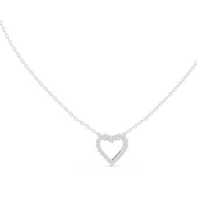 Minimal open heart diamond pendant in gold with lab grown diamonds by Signora Jewels