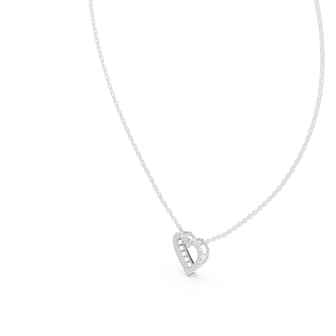 Minimal open heart diamond pendant in gold with lab grown diamonds by Signora Jewels