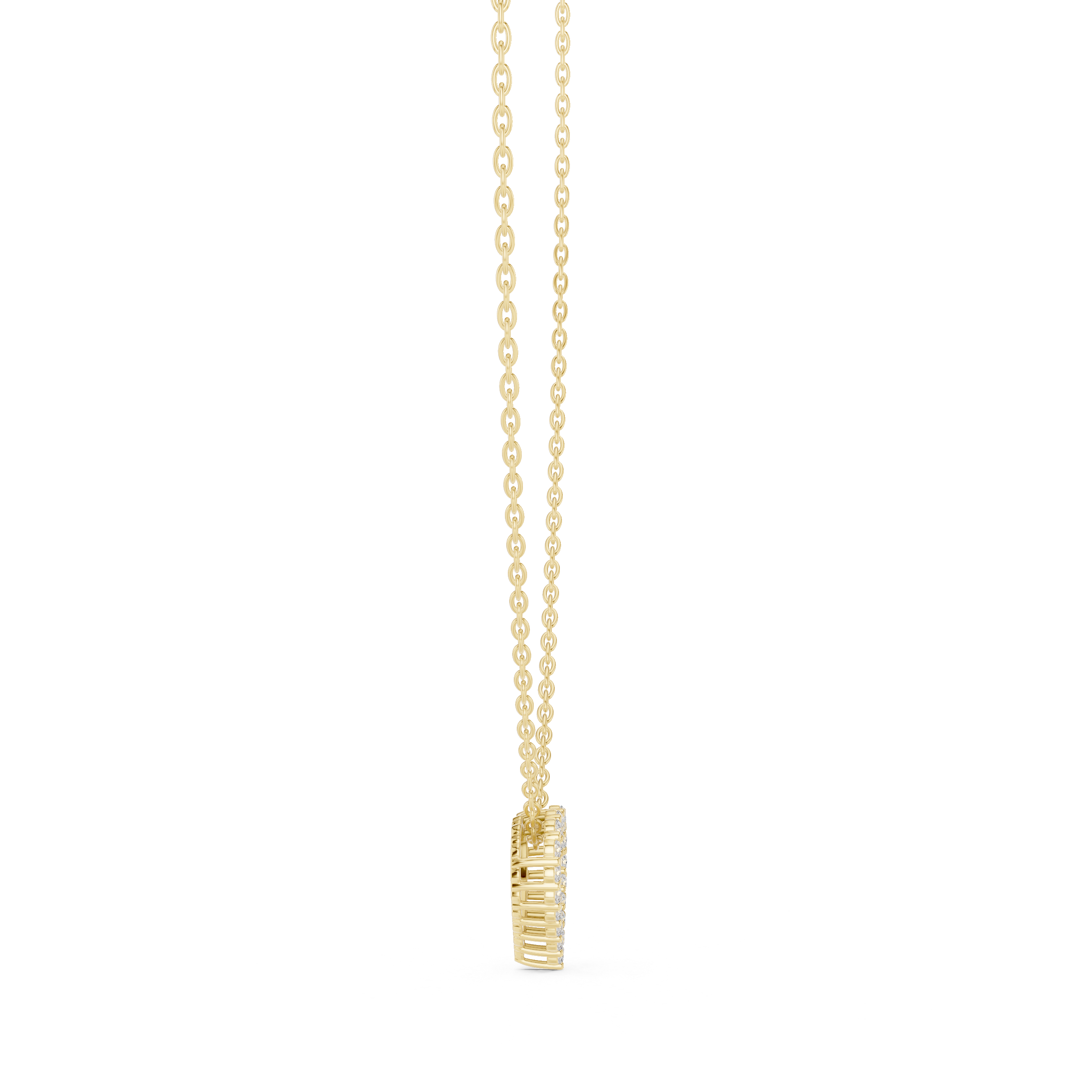 Minimal open heart diamond pendant in gold with lab grown diamonds by Signora Jewels