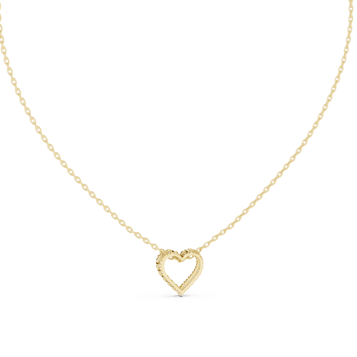 Minimal open heart diamond pendant in gold with lab grown diamonds by Signora Jewels