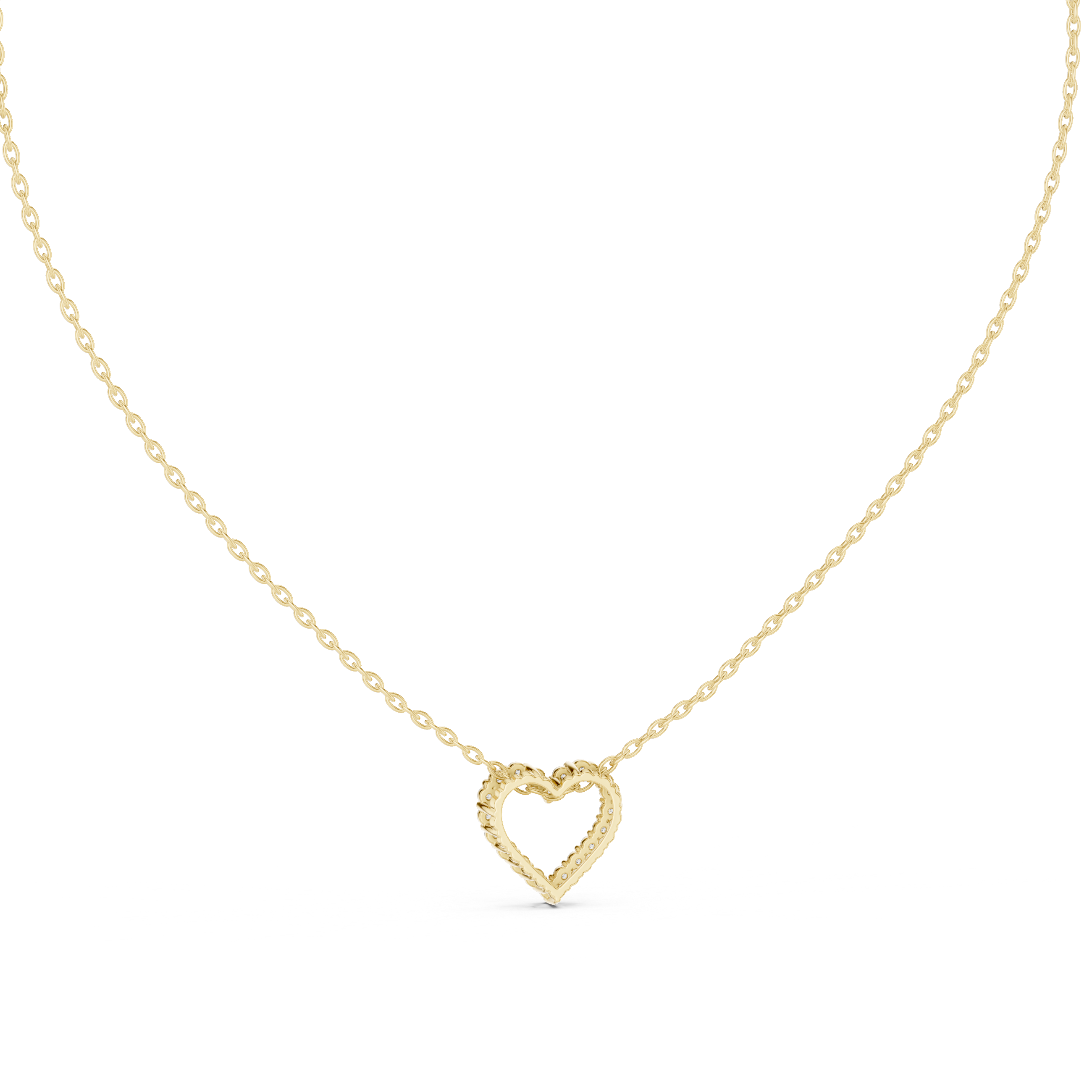 Minimal open heart diamond pendant in gold with lab grown diamonds by Signora Jewels