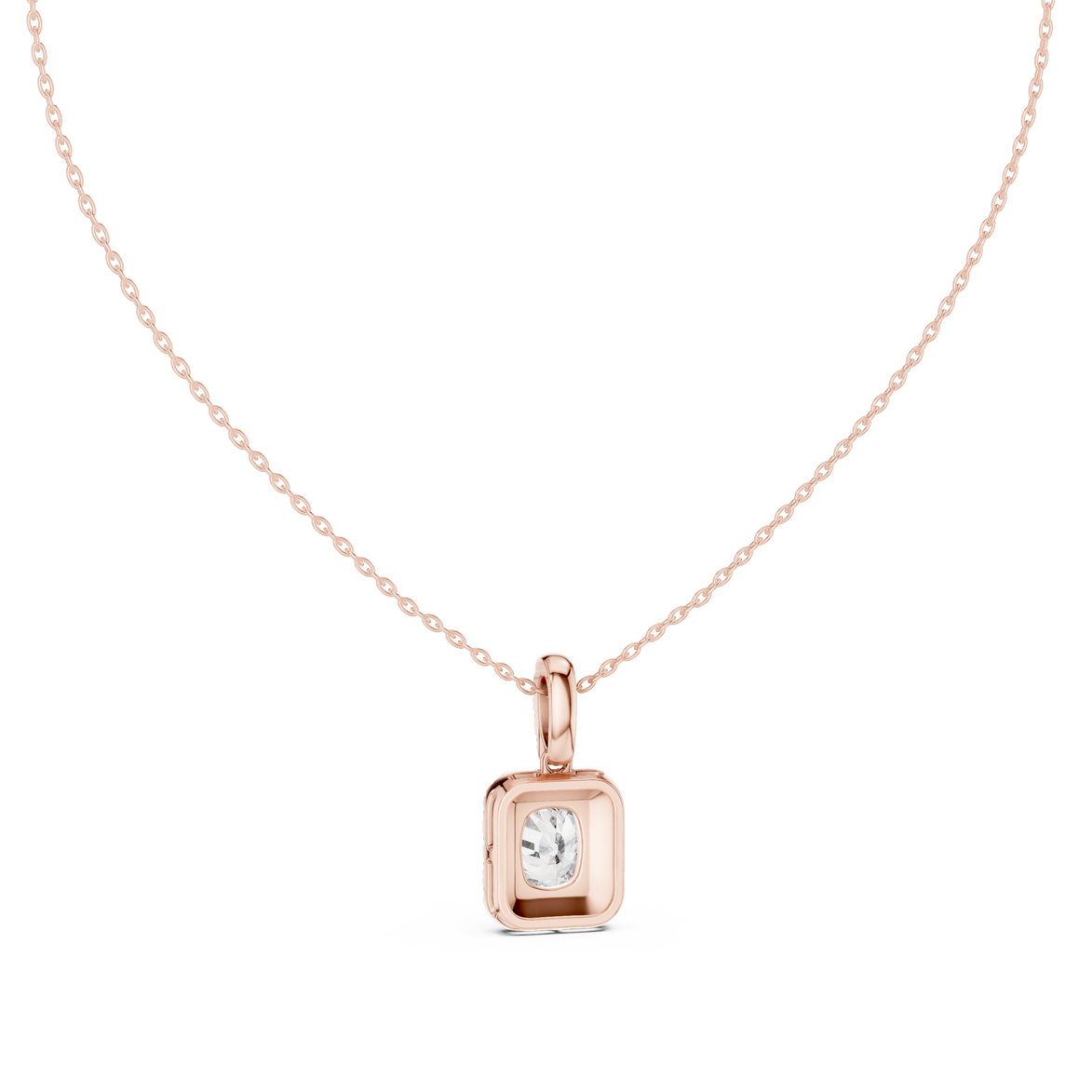 Cushion cut halo diamond pendant in gold with lab grown diamonds by Signora Jewels