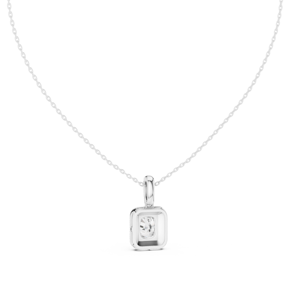 Cushion cut halo diamond pendant in gold with lab grown diamonds by Signora Jewels