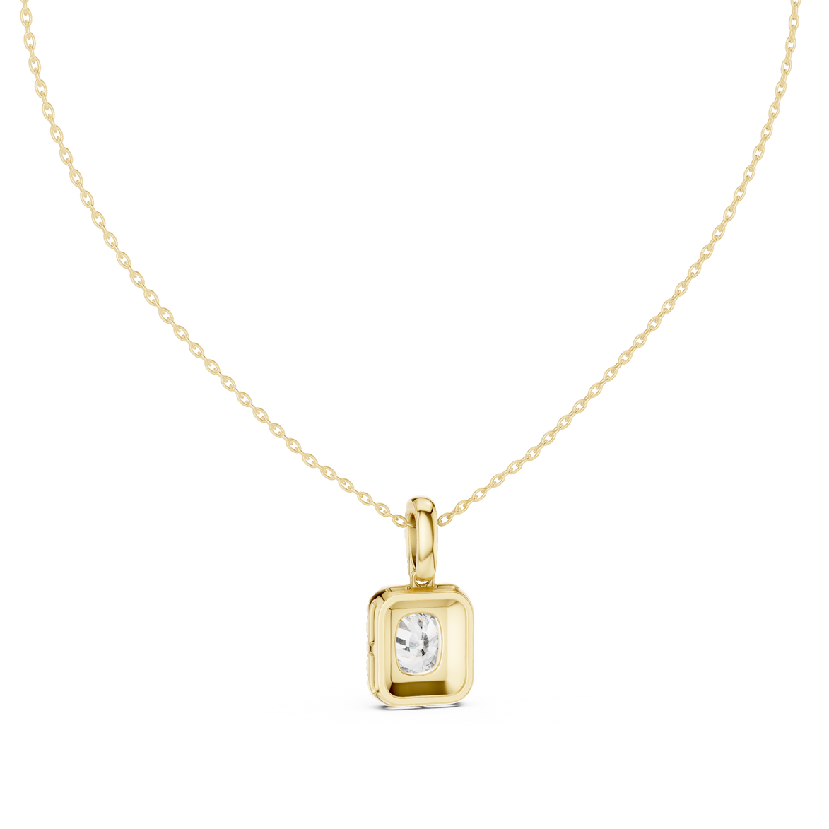 Cushion cut halo diamond pendant in gold with lab grown diamonds by Signora Jewels