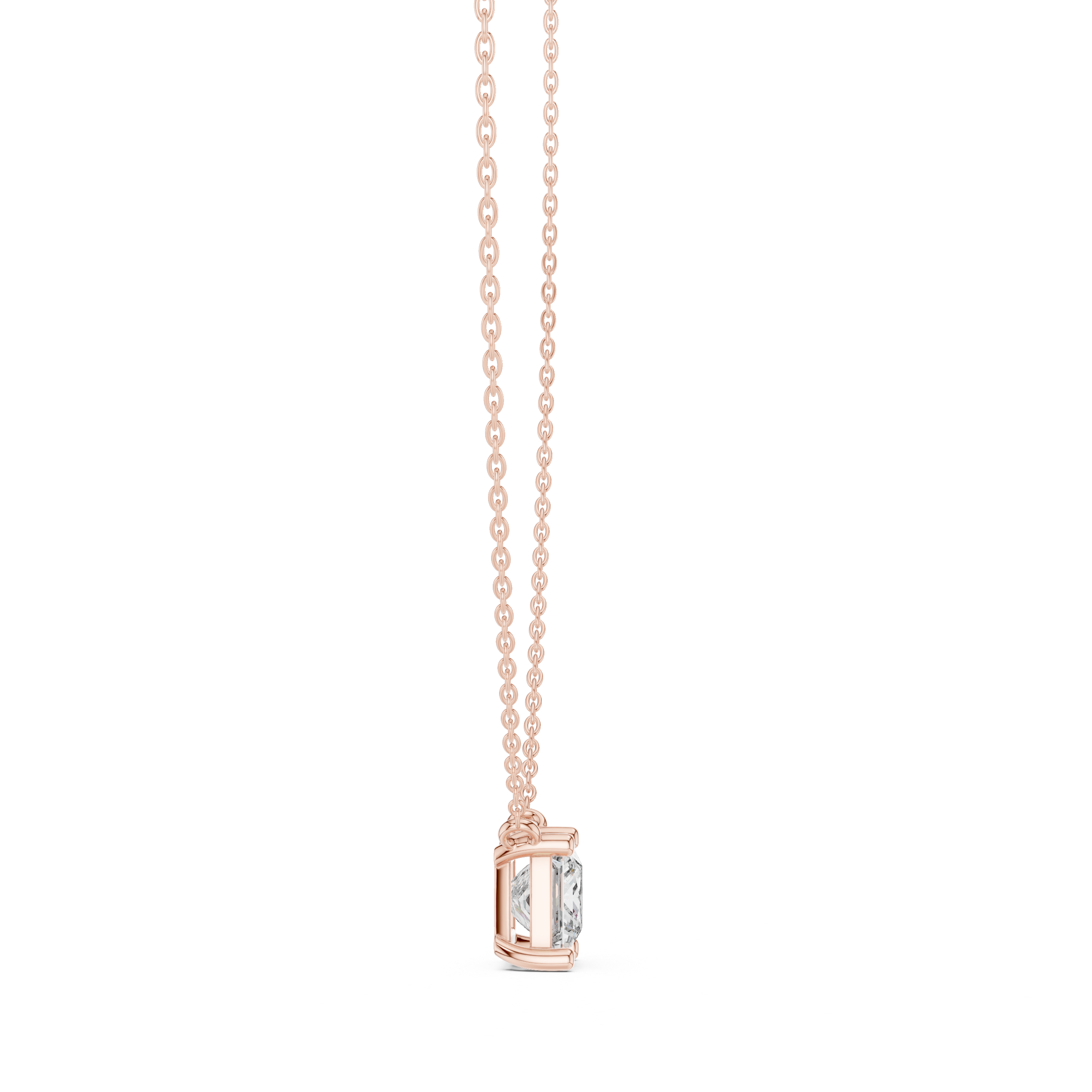 Minimal princess cut solitaire diamond pendant in gold with lab grown diamond by Signora Jewels