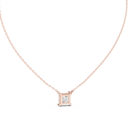 Minimal princess cut solitaire diamond pendant in gold with lab grown diamond by Signora Jewels