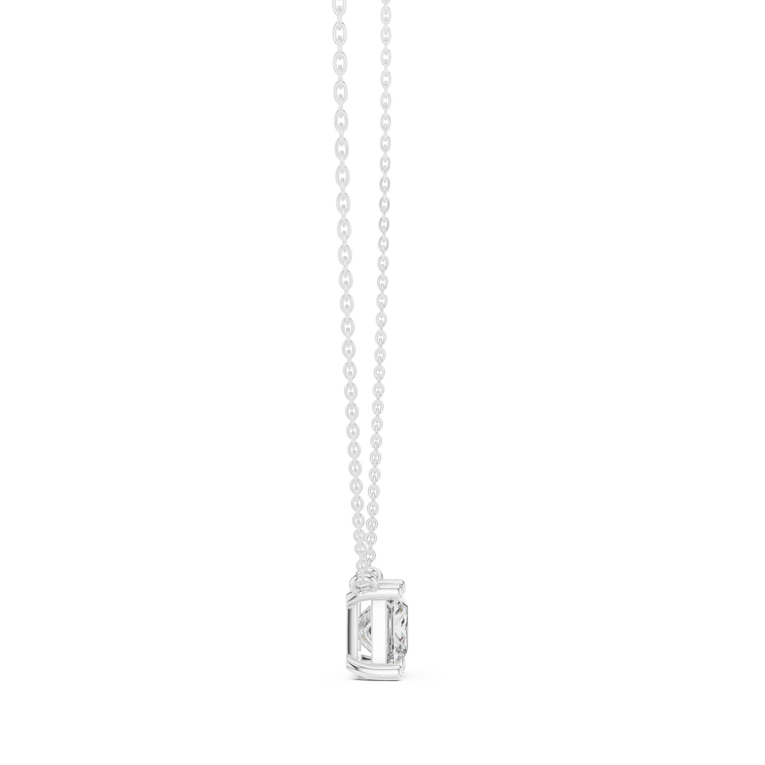 Minimal princess cut solitaire diamond pendant in gold with lab grown diamond by Signora Jewels