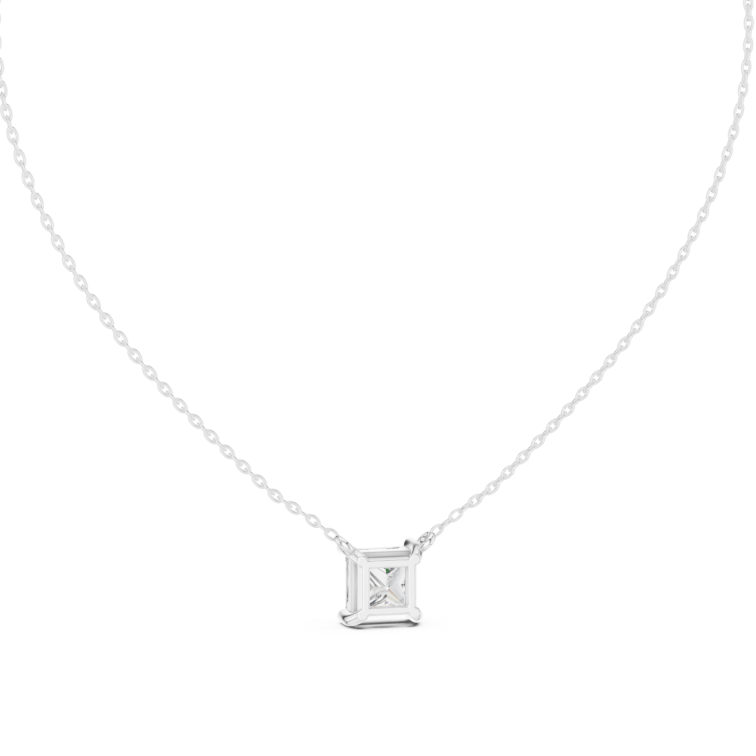 Minimal princess cut solitaire diamond pendant in gold with lab grown diamond by Signora Jewels