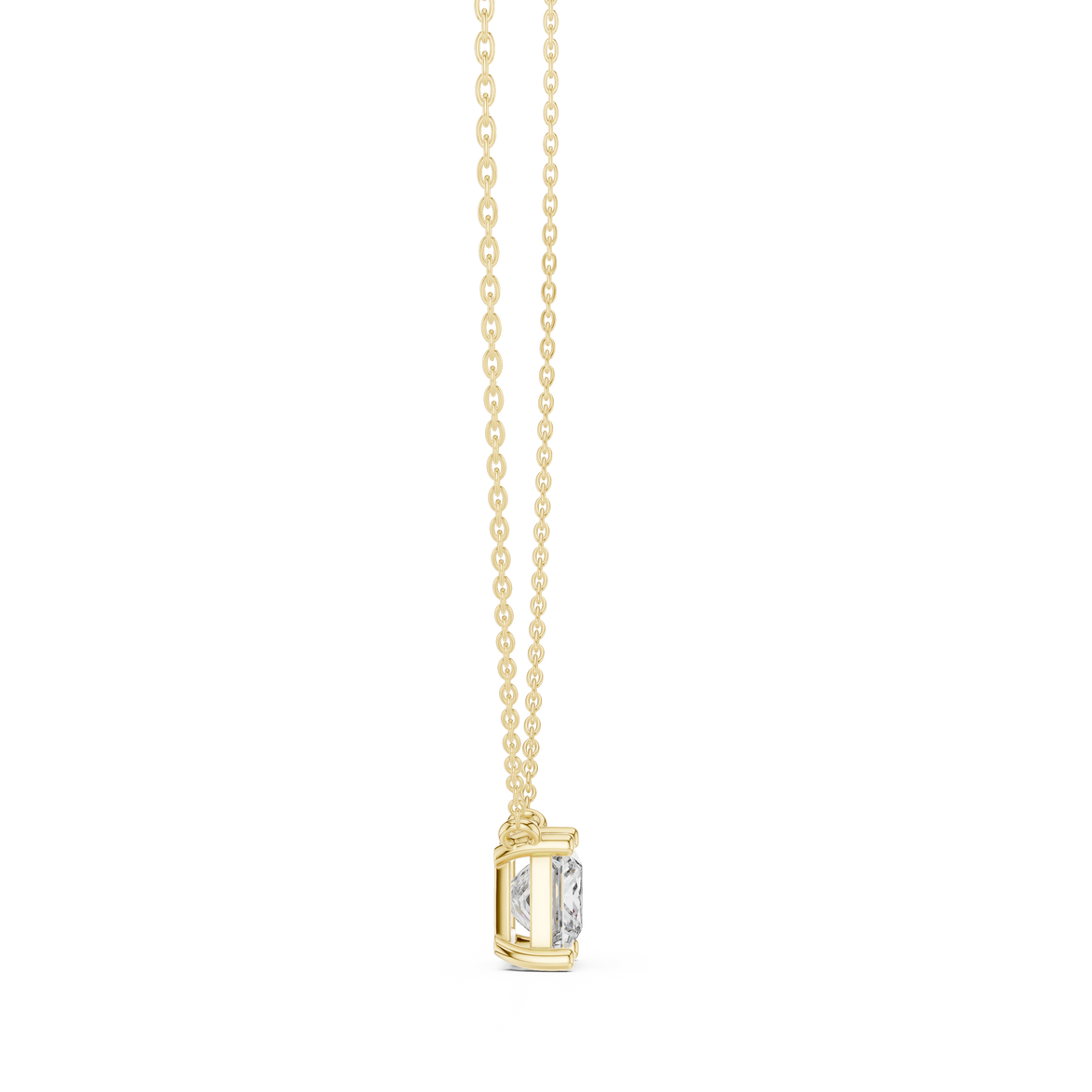 Minimal princess cut solitaire diamond pendant in gold with lab grown diamond by Signora Jewels