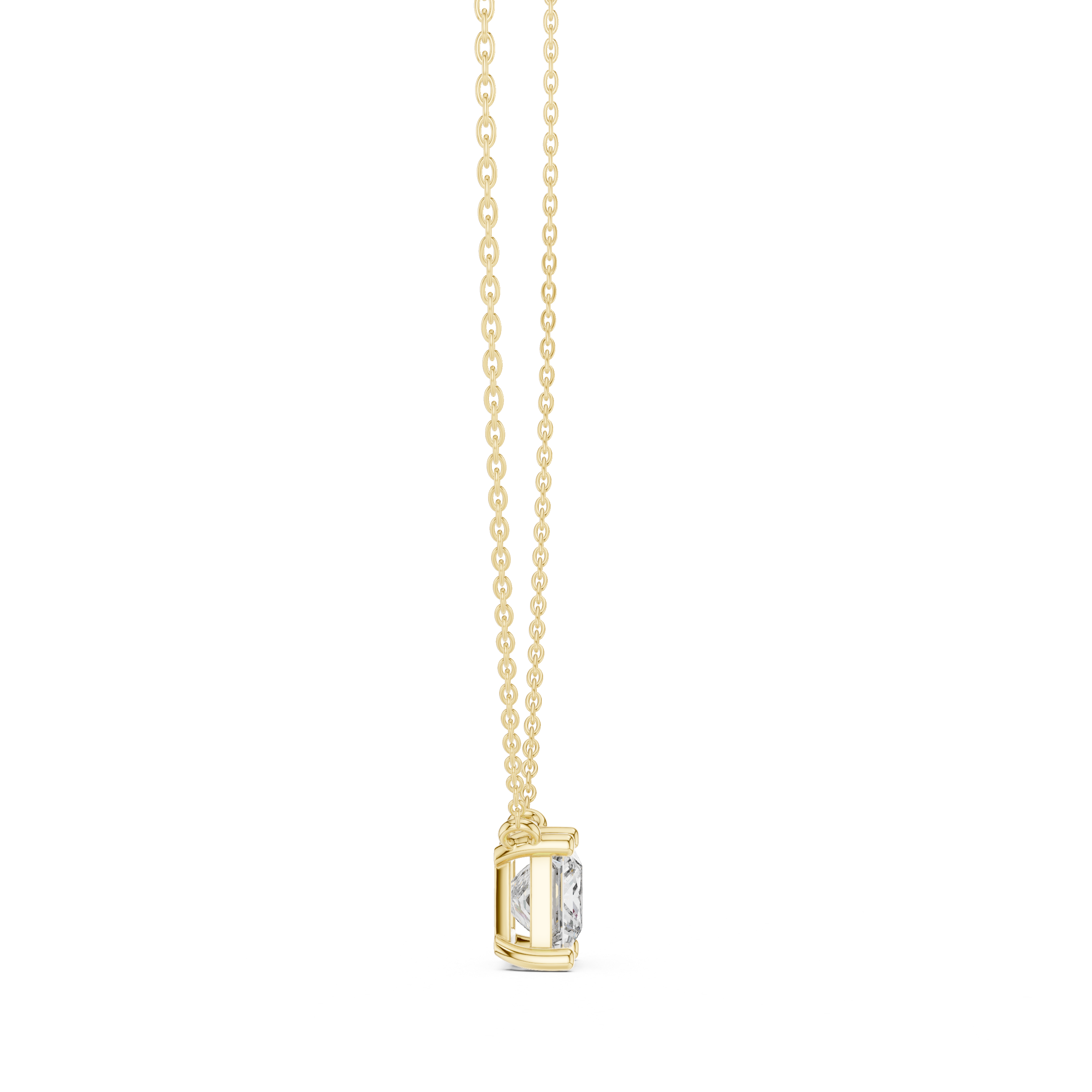 Minimal princess cut solitaire diamond pendant in gold with lab grown diamond by Signora Jewels
