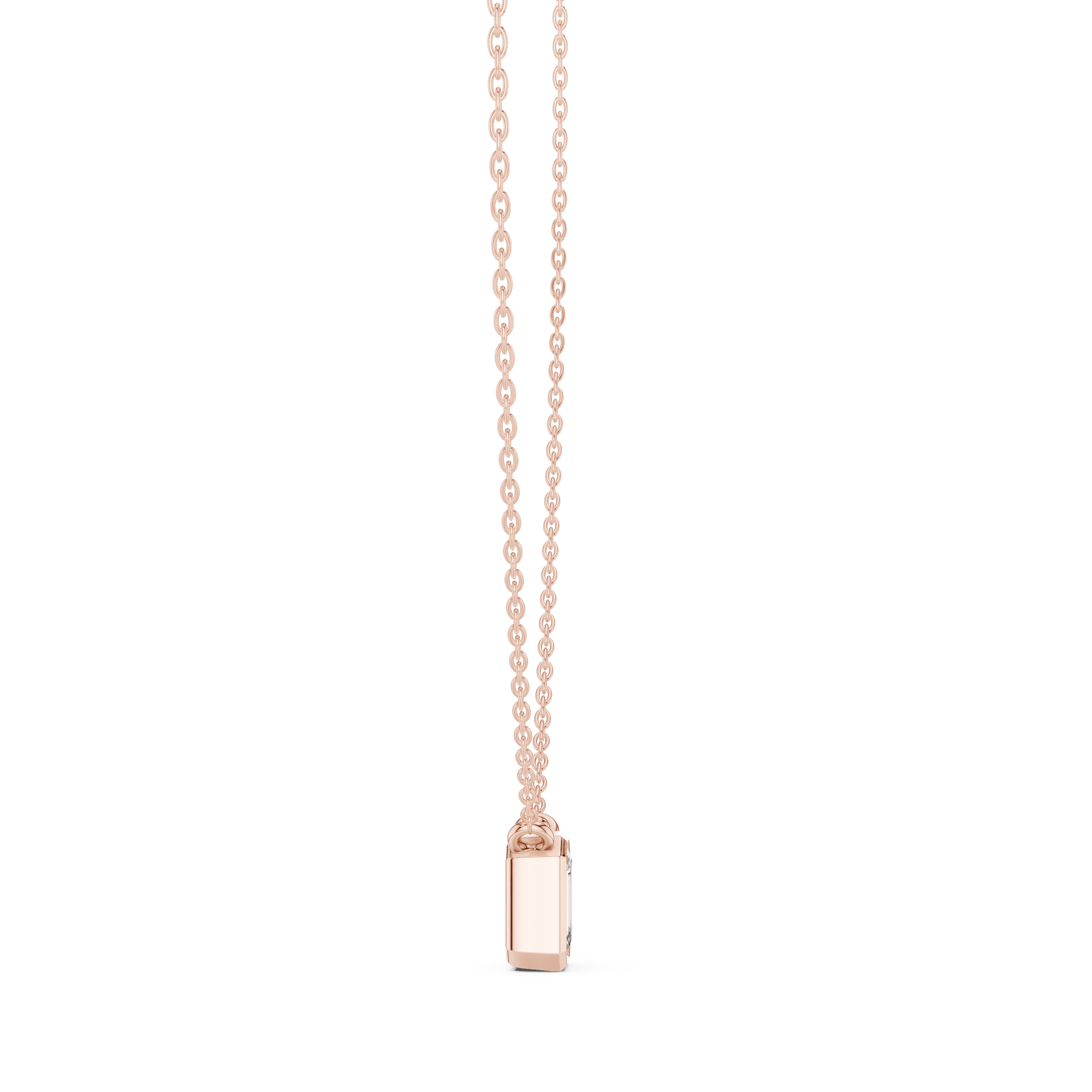Minimal emerald cut solitaire diamond pendant in gold with lab grown diamond by Signora Jewels