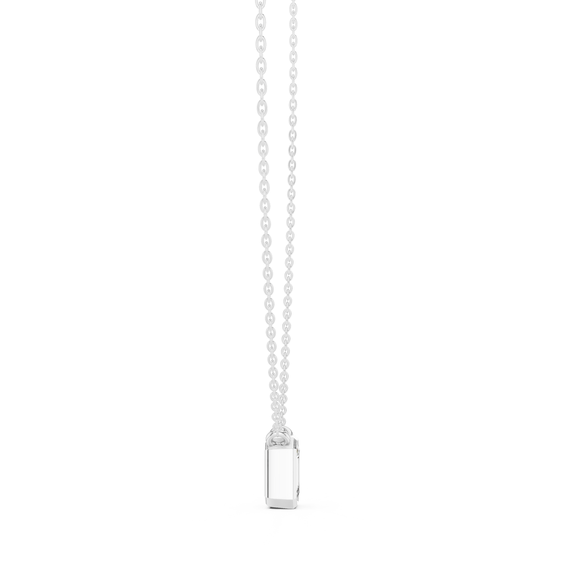 Minimal emerald cut solitaire diamond pendant in gold with lab grown diamond by Signora Jewels