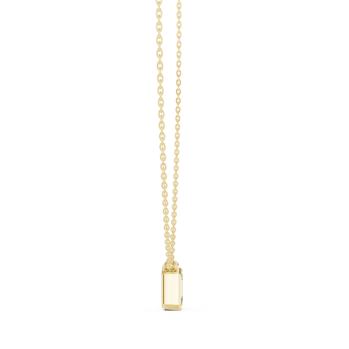 Minimal emerald cut solitaire diamond pendant in gold with lab grown diamond by Signora Jewels
