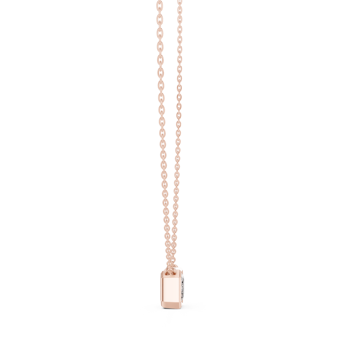 Minimal emerald cut solitaire diamond pendant in gold with lab grown diamond by Signora Jewels