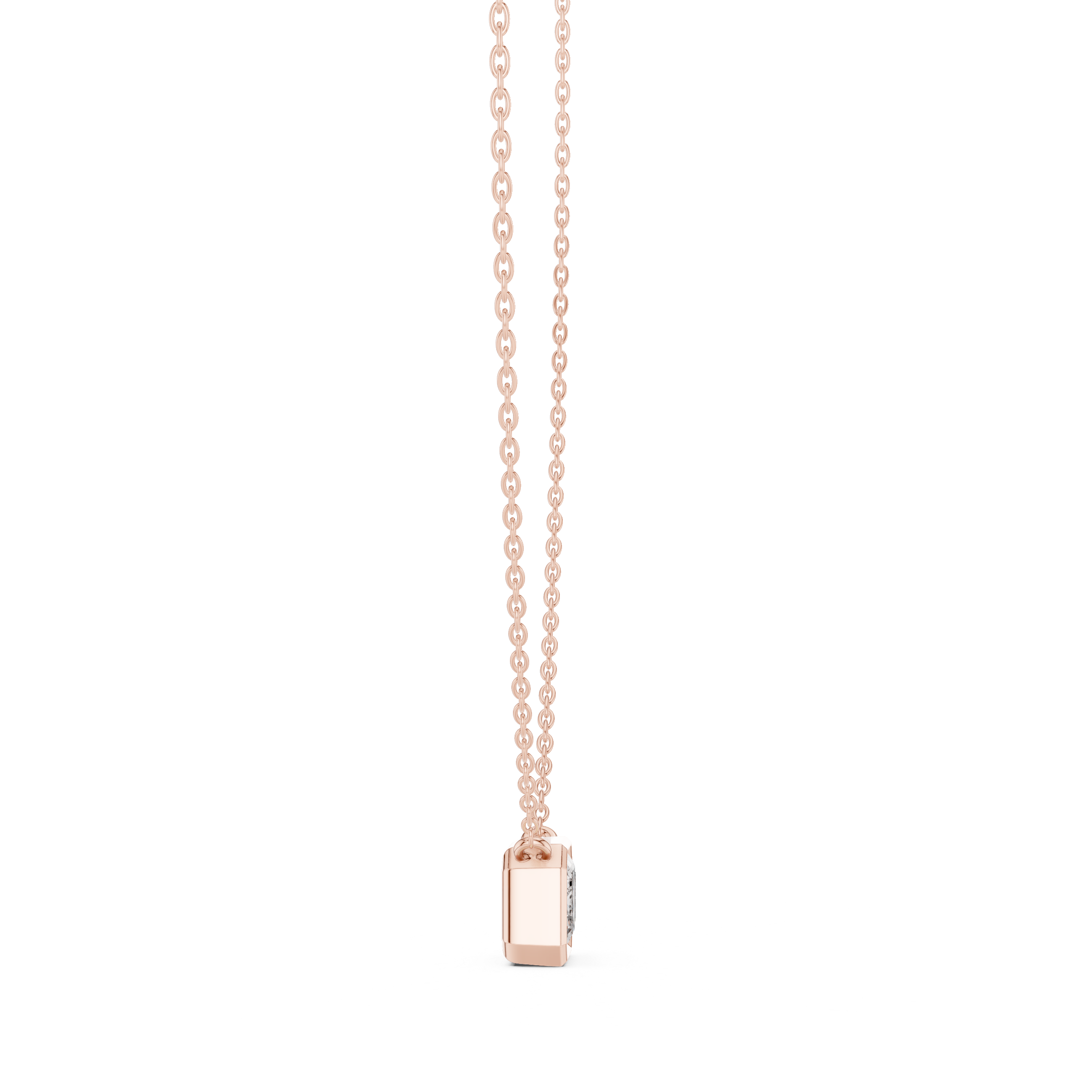 Minimal emerald cut solitaire diamond pendant in gold with lab grown diamond by Signora Jewels
