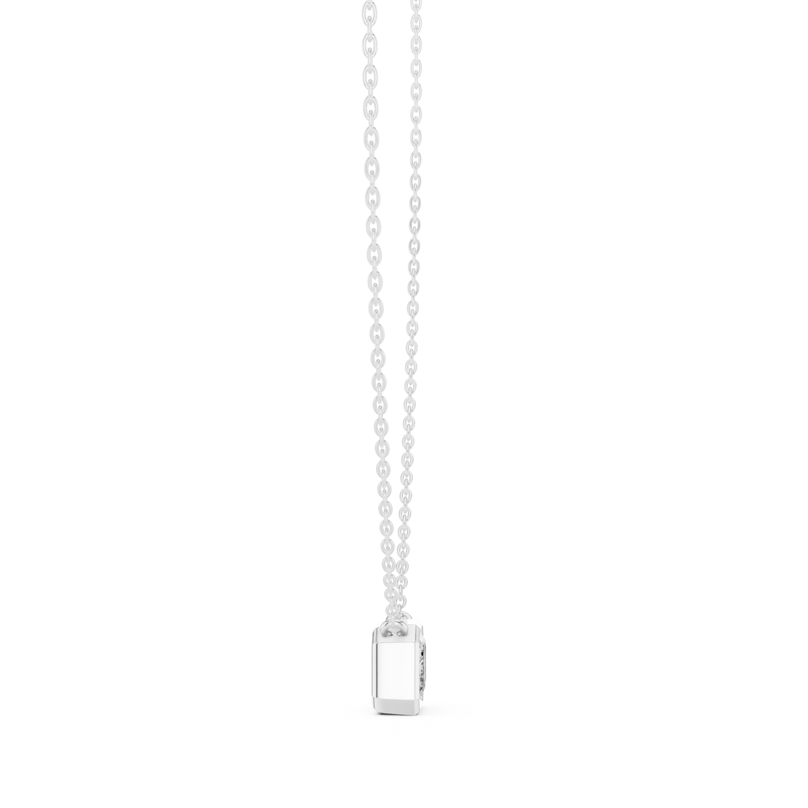 Minimal emerald cut solitaire diamond pendant in gold with lab grown diamond by Signora Jewels