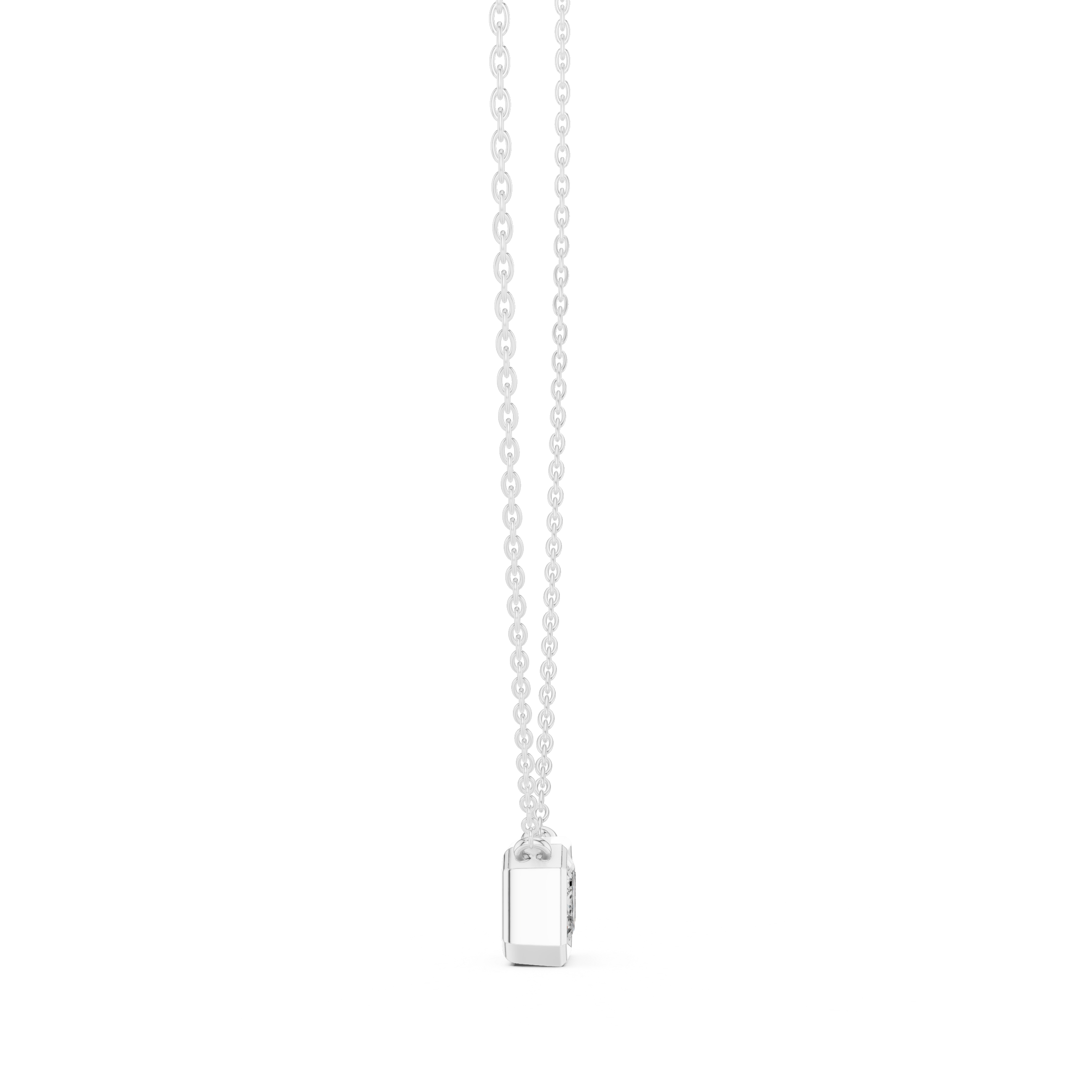 Minimal emerald cut solitaire diamond pendant in gold with lab grown diamond by Signora Jewels