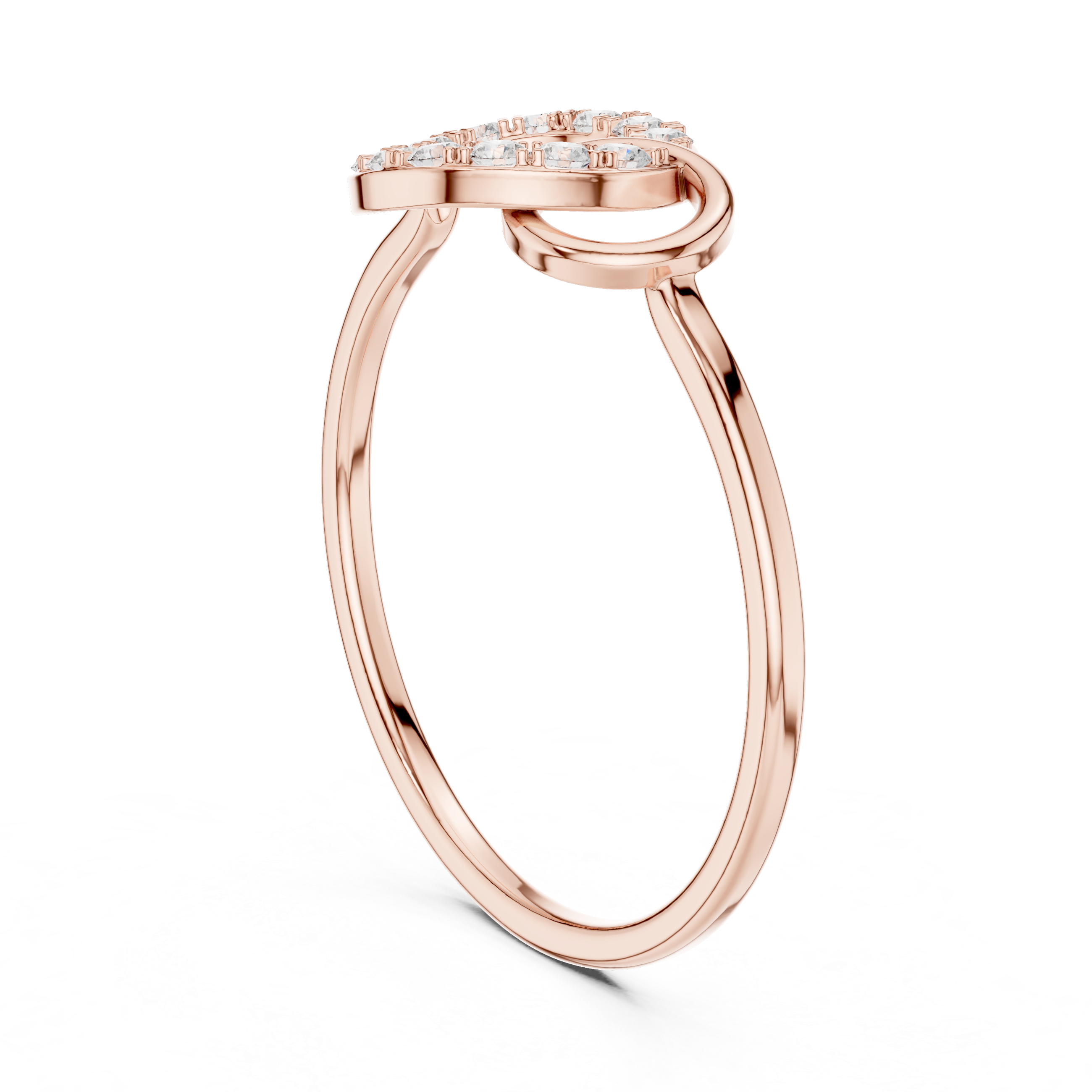 Ladies open circle diamond ring in gold with round lab grown diamonds by Signora Jewels